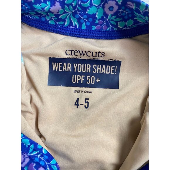 Bundle Crewcuts Kids Rash Guard size 4T 5T UPF 50 Long sleeves Floral Blue Pink - Picture 2 of 13